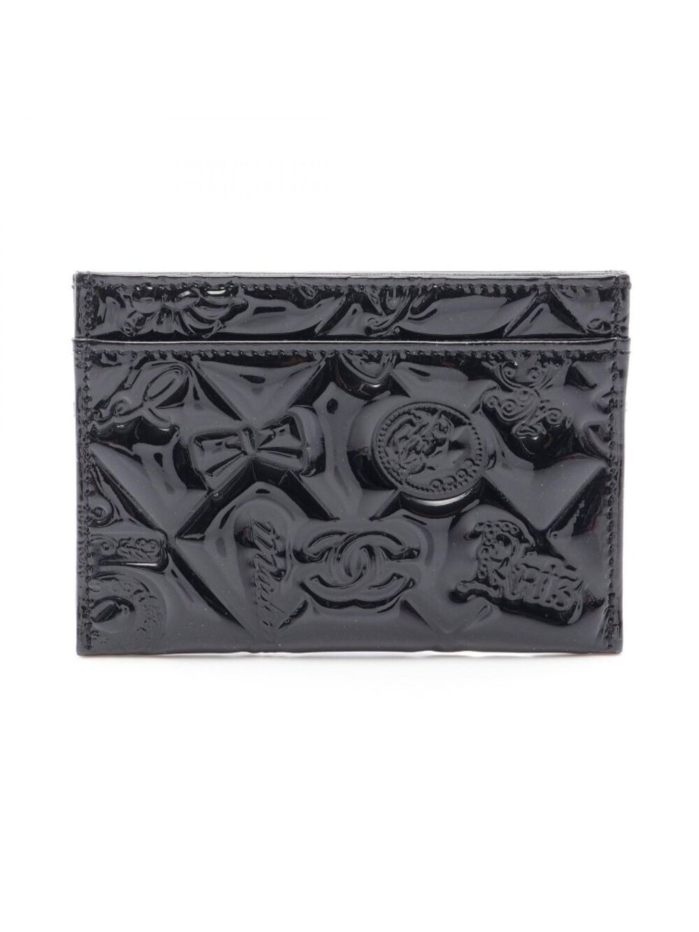 Chanel Card Case Icon Black Patent Leather
